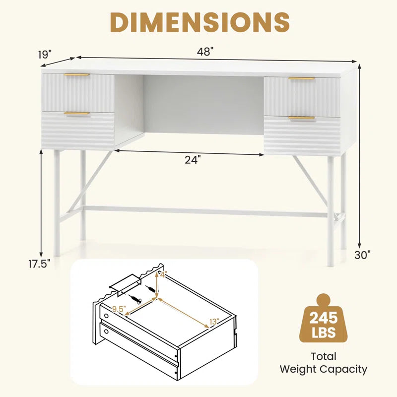 Metal Base Computer Desk