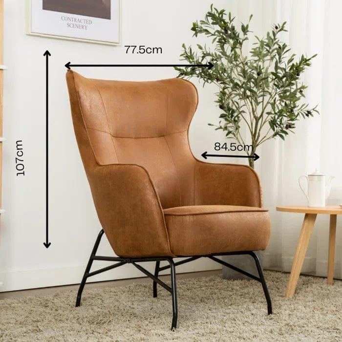 Colm Vegan Leather Wingback Chair - Ouch Cart 