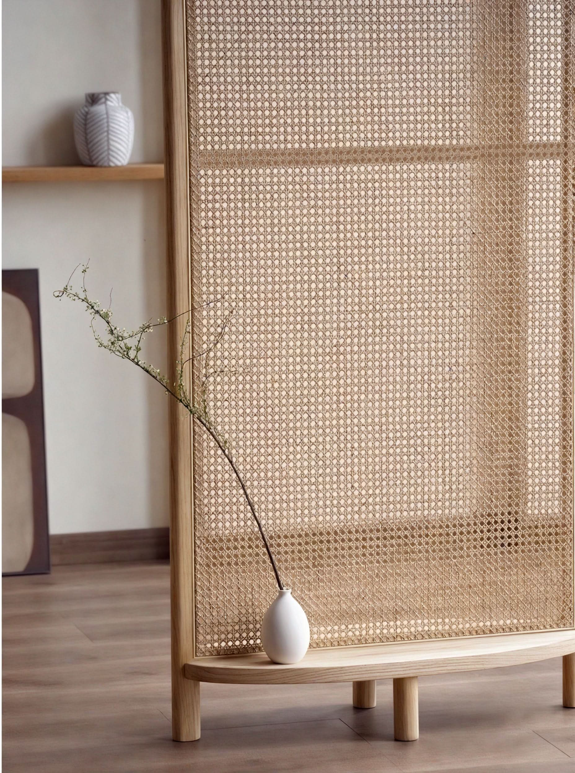 Natural Rattan Room Divider Screen | Stylish Folding Privacy Partition for Home & Office | Ouch Cart