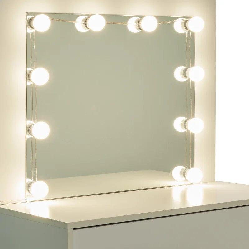 White Vanity Desk with Mirror, Makeup Vanity Desk with Drawers, Table Set for Girl, Bedroom, Storage, (White) - Ouch Cart 