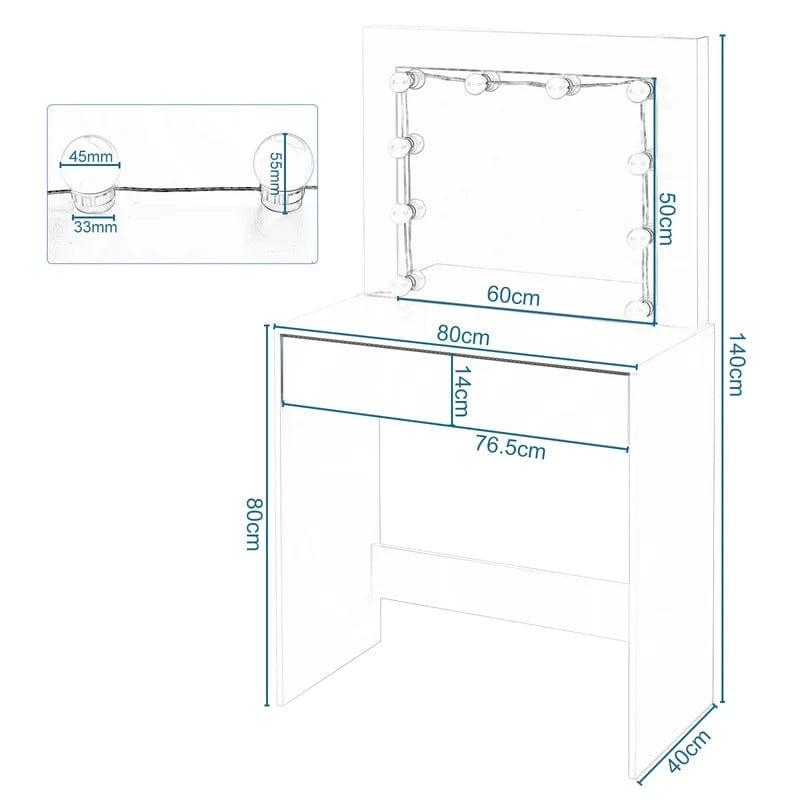 White Vanity Desk with Mirror, Makeup Vanity Desk with Drawers, Table Set for Girl, Bedroom, Storage, (White) - Ouch Cart 