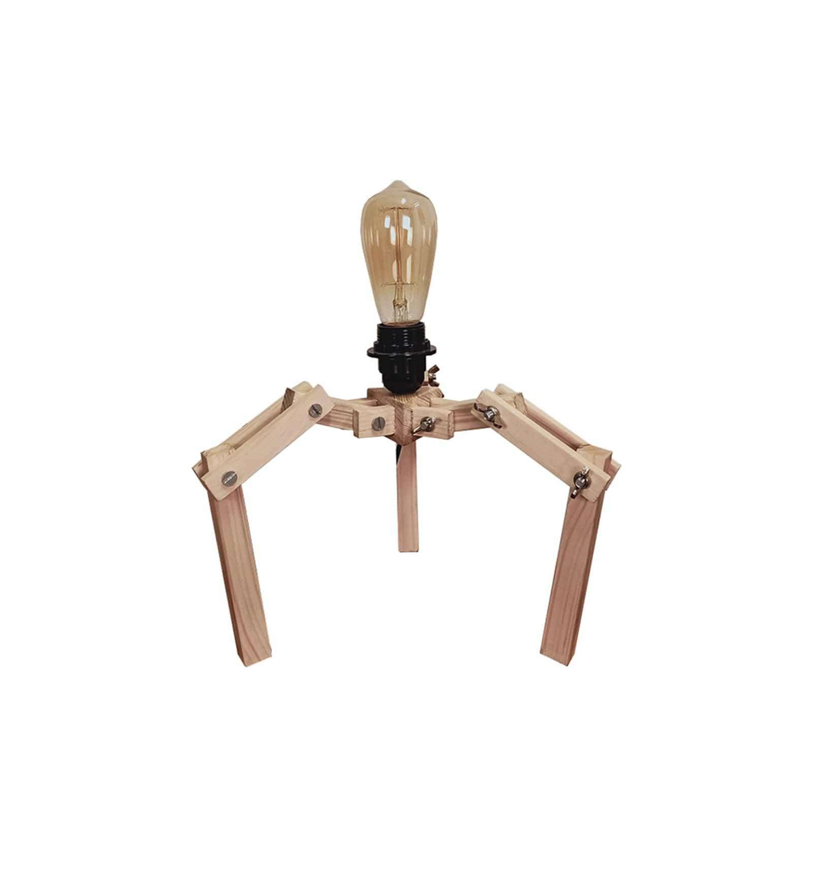 Crawler Beige Wooden Table Lamp with Black Fabric Lampshade (BULB NOT INCLUDED) - Ouch Cart 