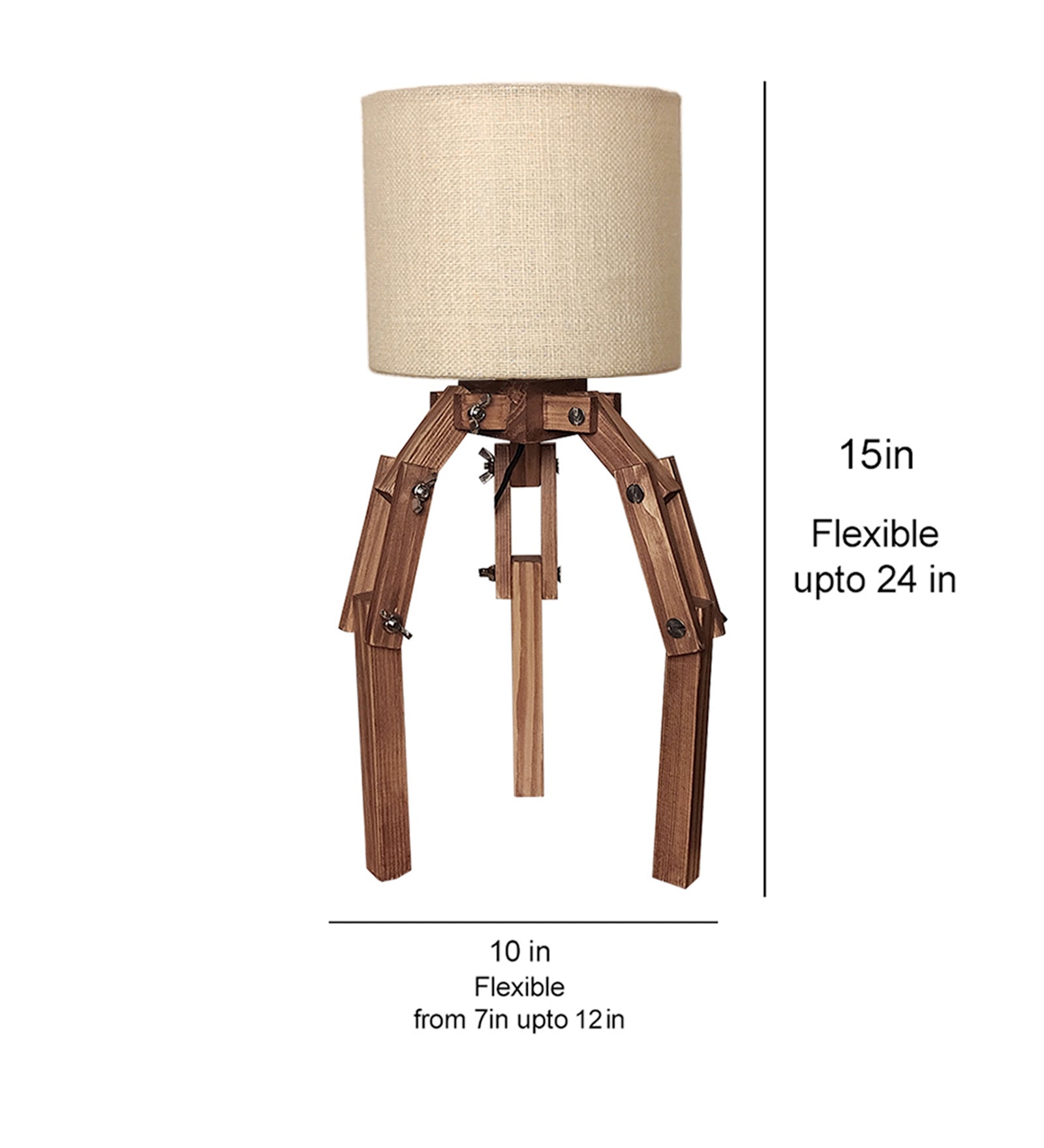 Crawler Brown Wooden Table Lamp with Yellow Printed Fabric Lampshade (BULB NOT INCLUDED)