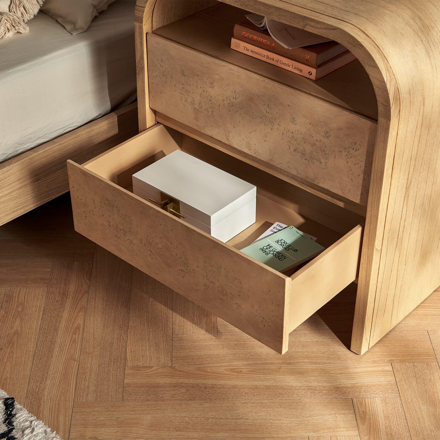 Crescent 2-Drawer Nightstand - Ouch Cart 