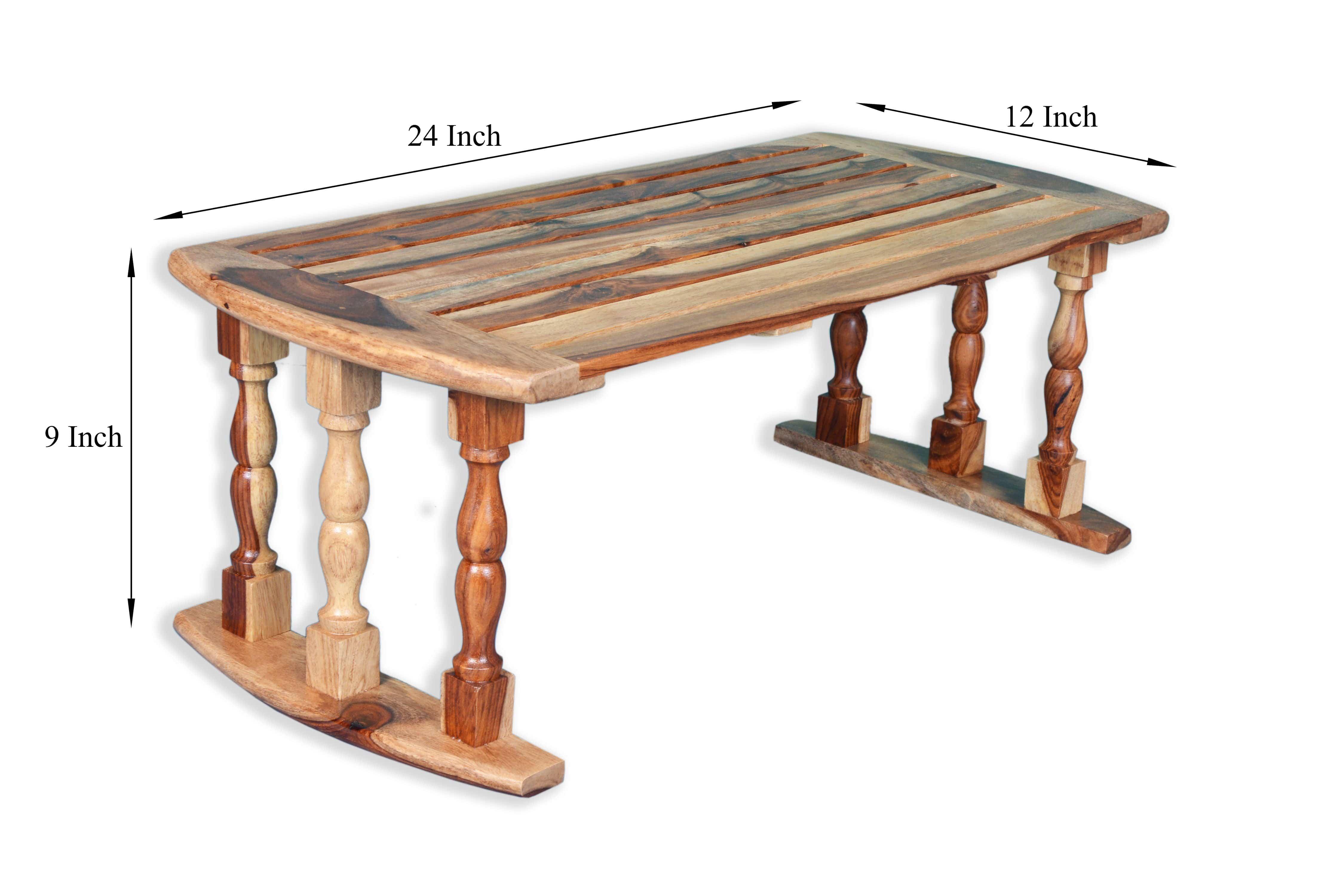 Sheesham Wood Breakfast Table | Laptop Table - Natural Finish - Ouch Cart 