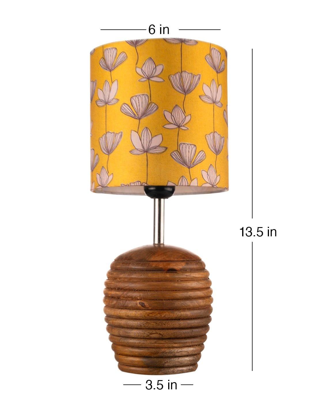 Stripped Brown Lamp with Mustard Flora multicolor shade - Ouch Cart 