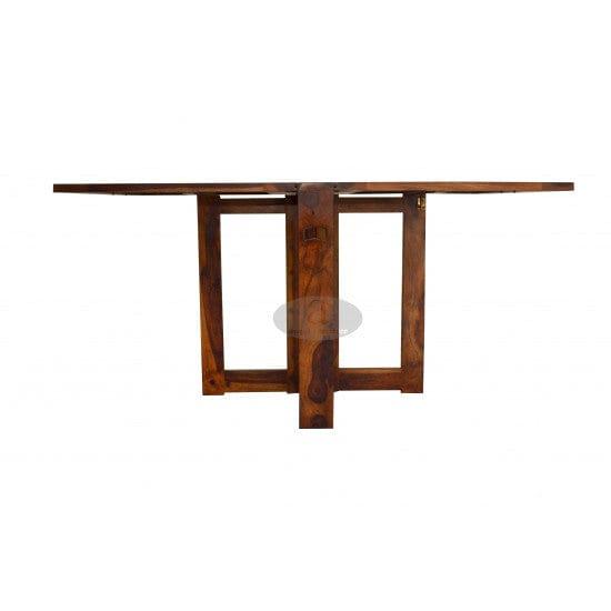 Stripped Design Four Seater Dining Set With Foldable Dining Table in Honey Finish - Ouch Cart 