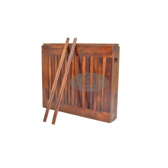 Stripped Design Four Seater Dining Set With Foldable Dining Table in Honey Finish - Ouch Cart 