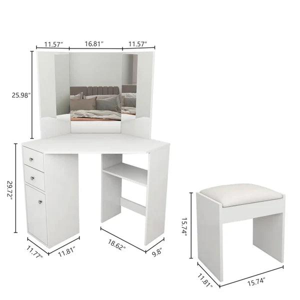 Jaweiz tren Vanity Set with Stool and Mirror dressing table design - Ouch Cart 