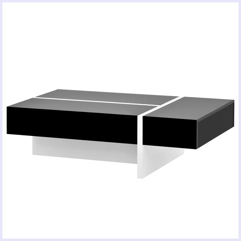 High Gloss Black & White Modern Rectangular Coffee Table