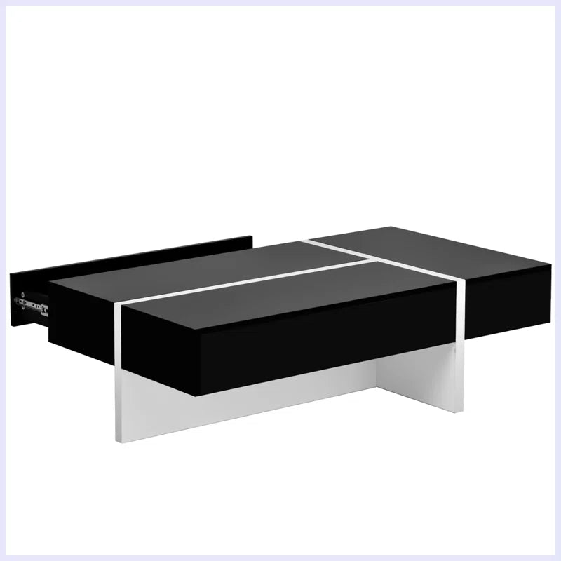High Gloss Black & White Modern Rectangular Coffee Table