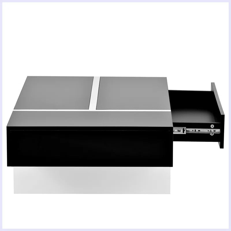 High Gloss Black & White Modern Rectangular Coffee Table