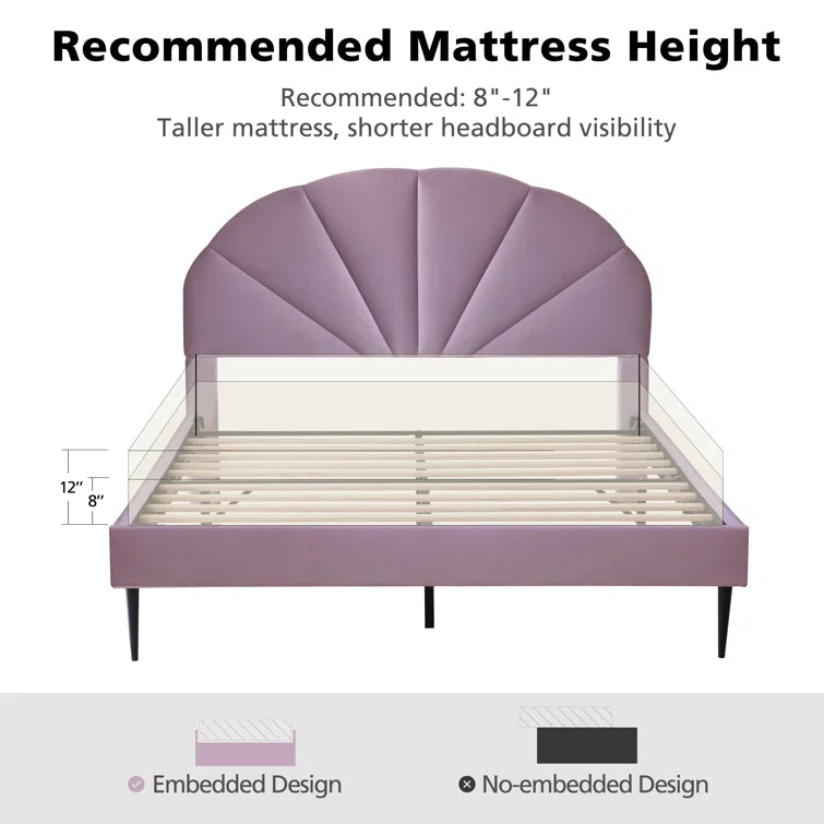 Deeb Tufted Upholstered Flower Silhouette Headboard Platform Bed