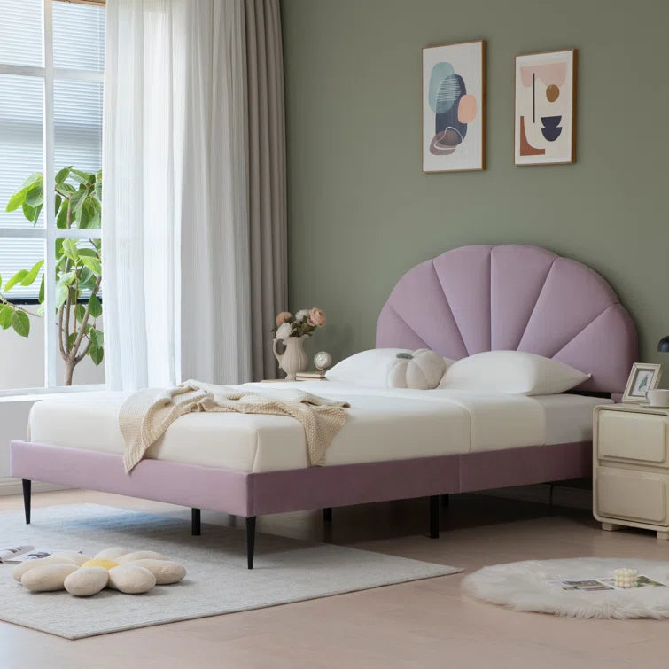 Deeb Tufted Upholstered Flower Silhouette Headboard Platform Bed