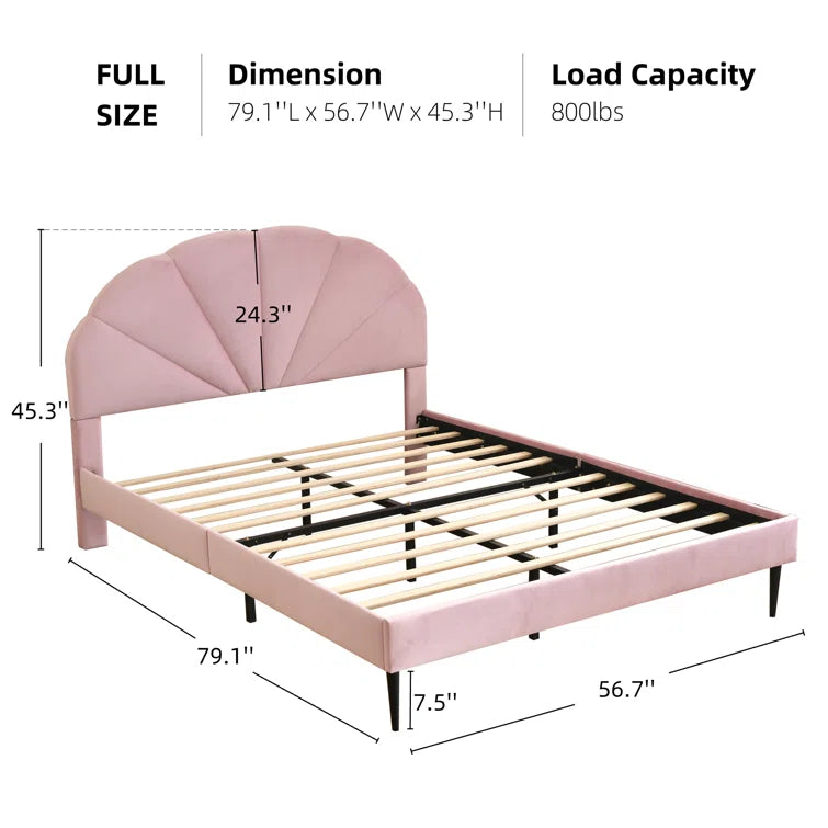 Deeb Tufted Upholstered Flower Silhouette Headboard Platform Bed