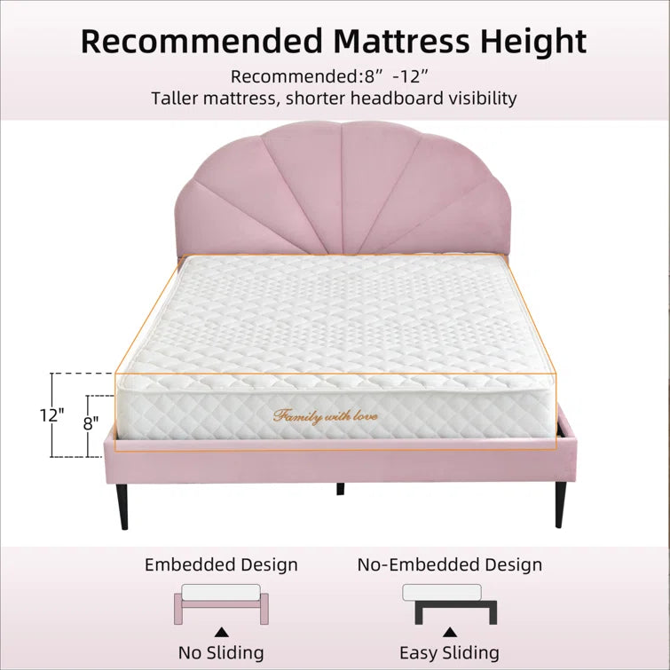 Deeb Tufted Upholstered Flower Silhouette Headboard Platform Bed