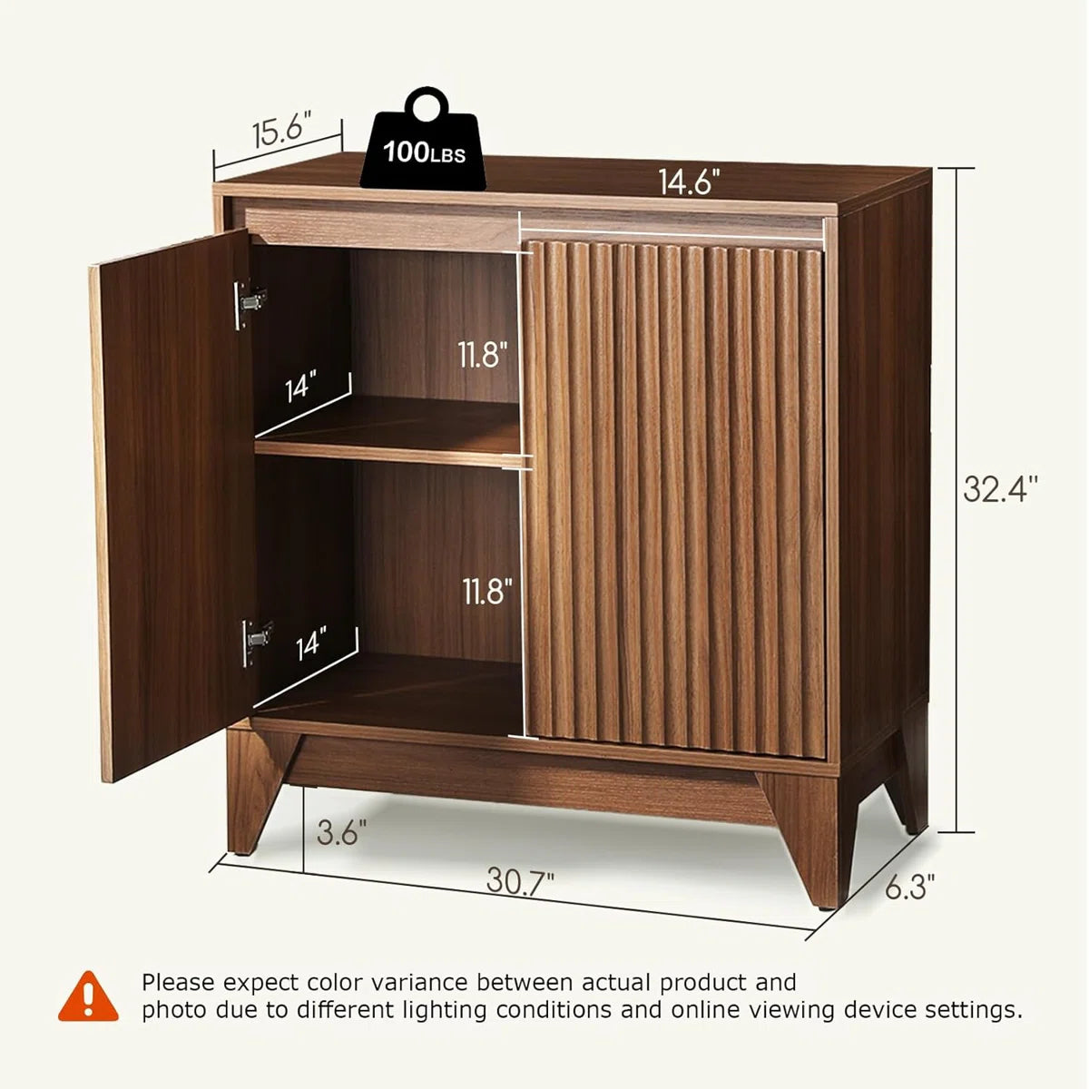 2 - Door Accent Cabinet With Adjustable Shelf