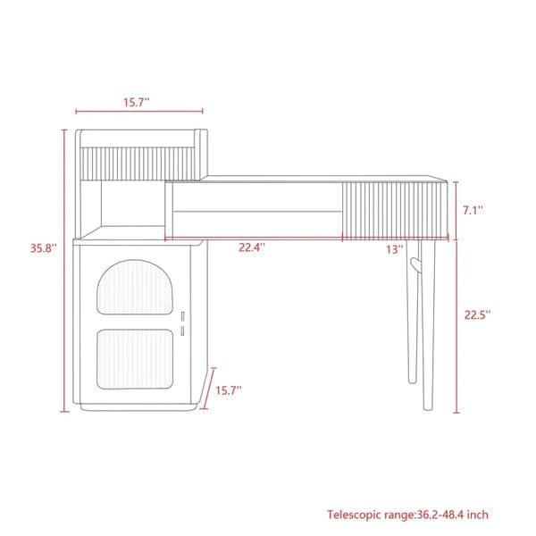 Elin Vanity dressing table design wood with LED mirror with stool, Vanity Desk, Makeup Vanity Table with Mirror, Dressing Table with 3 Drawers, Modern Wood Bedroom Vanity Vintage Dressing Table for Women Girls - Ouch Cart 