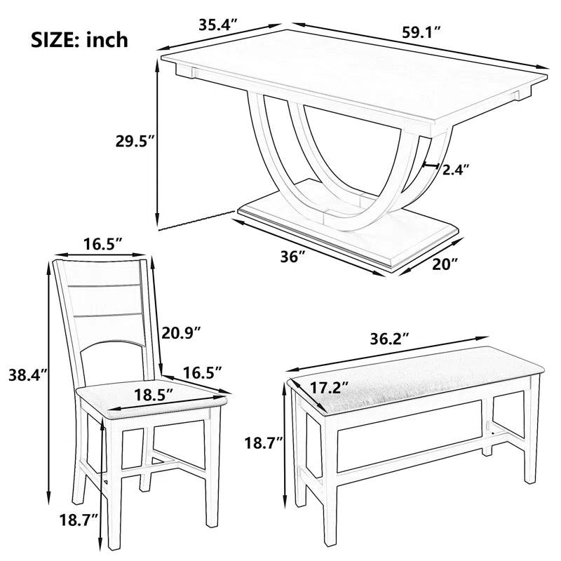 6 - Piece Pedestal Dining Set - Ouch Cart 