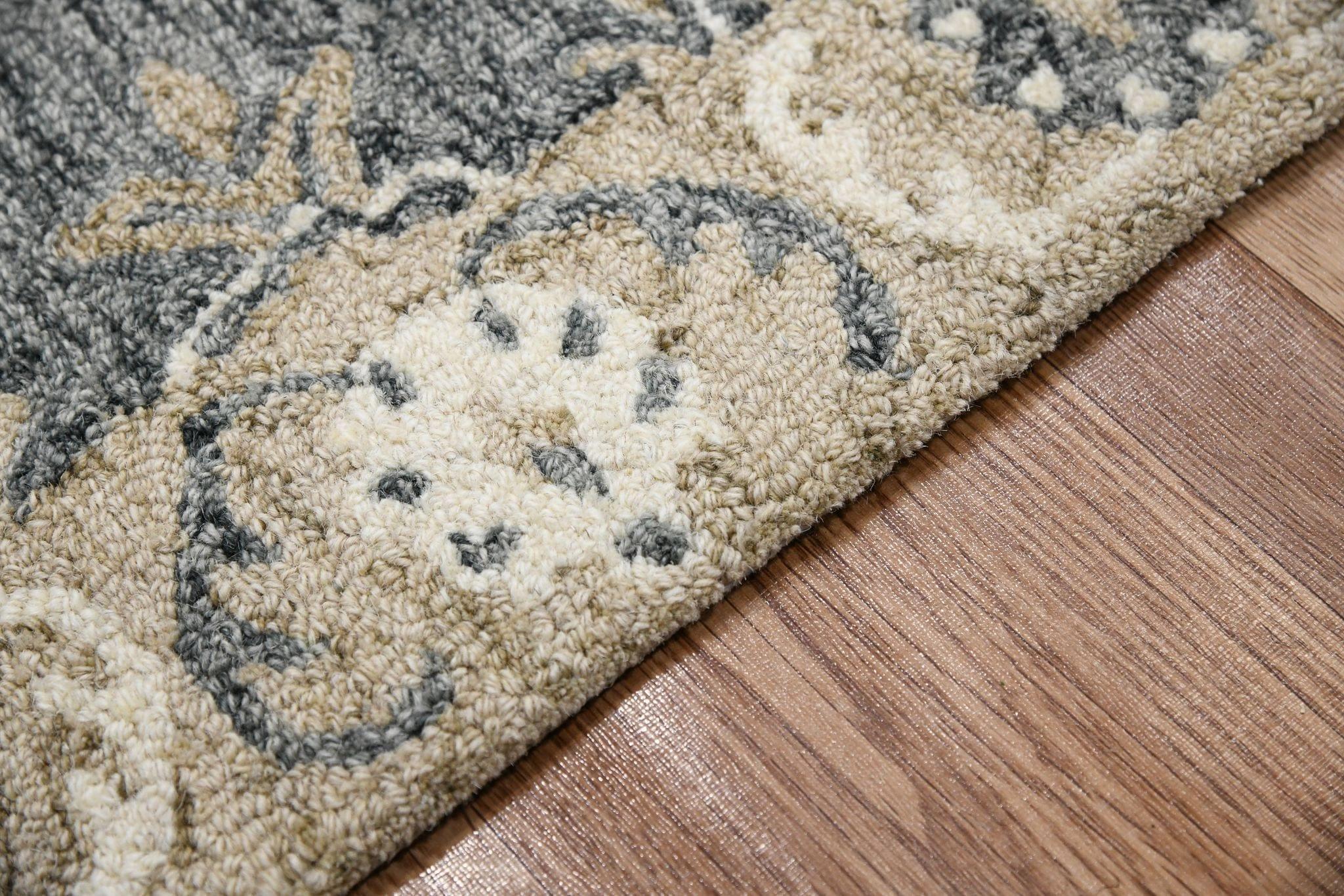 Gray Wool Romania 8X10 Feet Hand-Tufted Carpet - Rug - Ouch Cart 