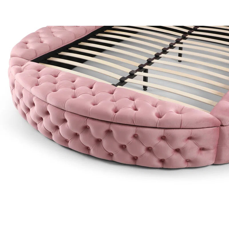 Dipansu Upholstered Velvet Round Storage bed with Wingbacks