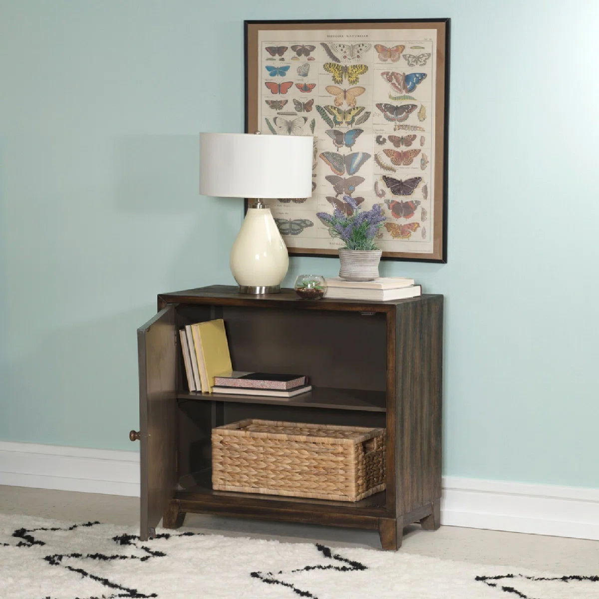 Dix Solid Wood Carved Detail Accent Cabinet
