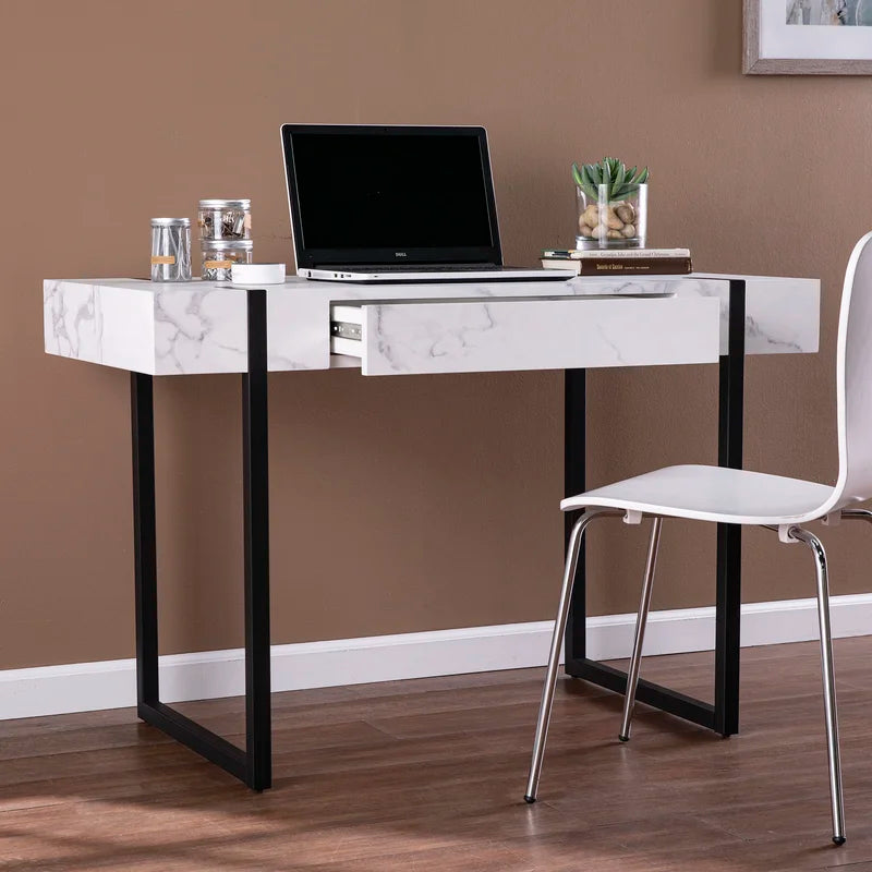 Marble Look Top Metal Base Writing Desk
