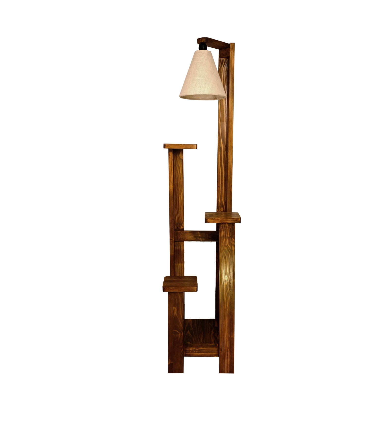 Dorian Wooden Floor Lamp with Brown Base and Jute Fabric Lampshade (BULB NOT INCLUDED)