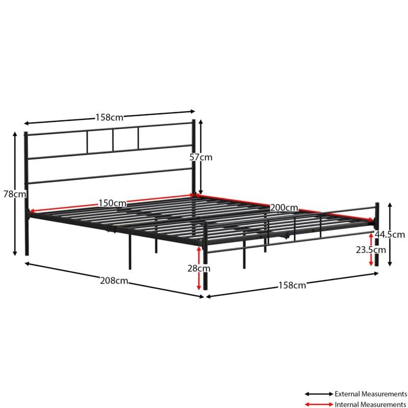 Dorset Metal Bed With Metal Slats & Centre Support Legs - Ouch Cart 
