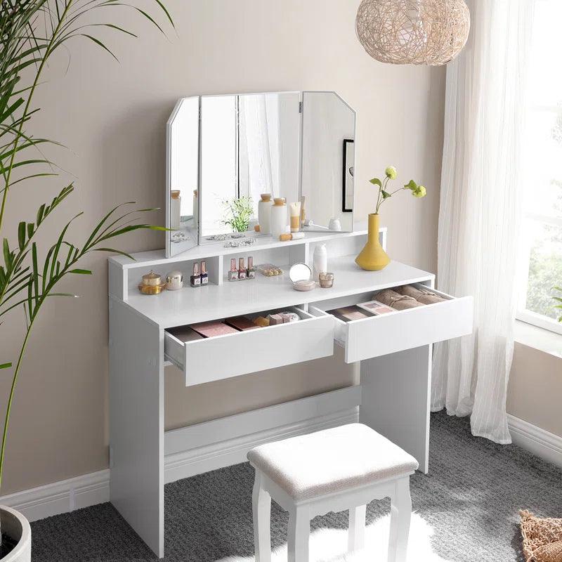 Katarzyna Cove Dressing Table with Mirror - Ouch Cart 
