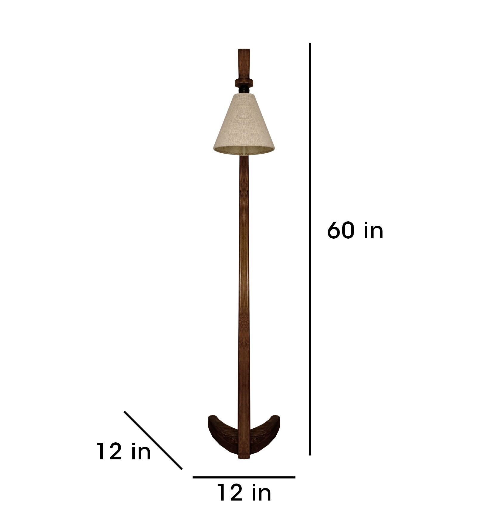 Druid Wooden Floor Lamp with Brown Base and Jute Fabric Lampshade (BULB NOT INCLUDED)