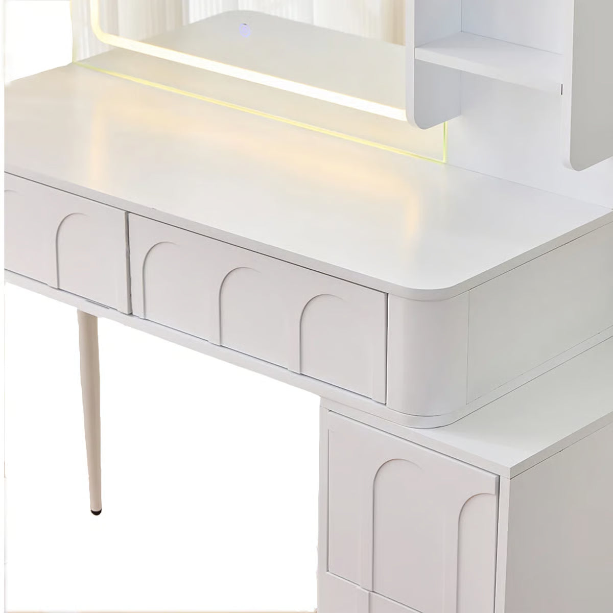 Dufault 45.5'' Modern Makeup Vanity Set With Mirror And Stool