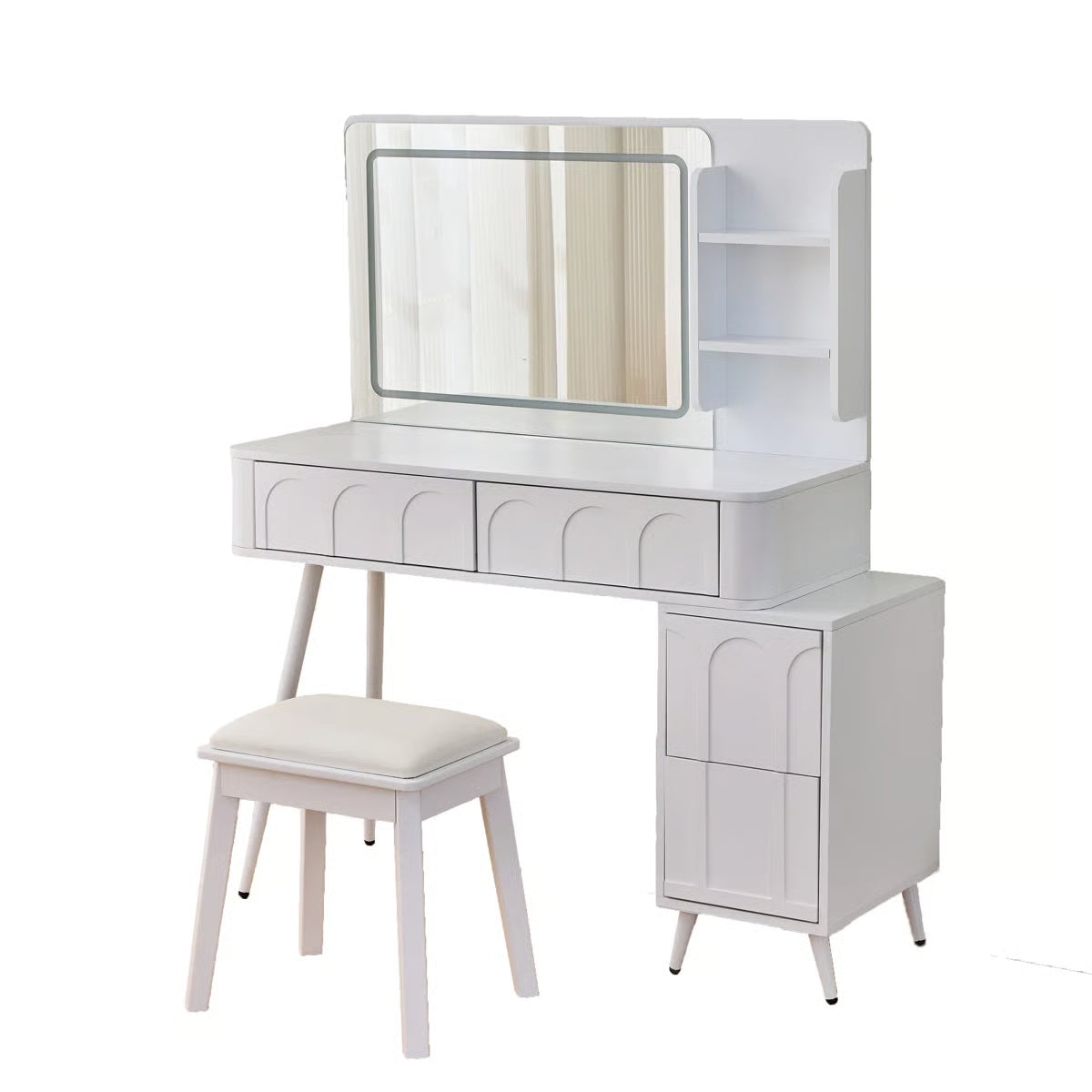 Dufault 45.5'' Modern Makeup Vanity Set With Mirror And Stool