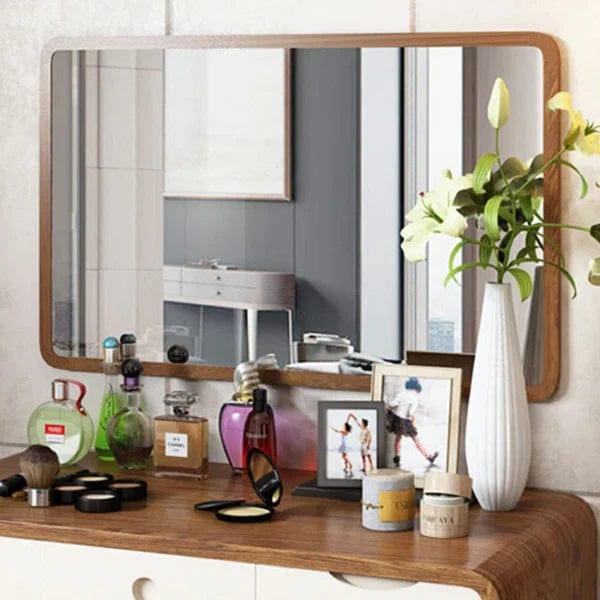 Makeup Vanity Table with Mirror, Dressing Table with 5 Drawers, Modern Wood Bedroom Vintage Dressing Table for Women Girls - Ouch Cart 