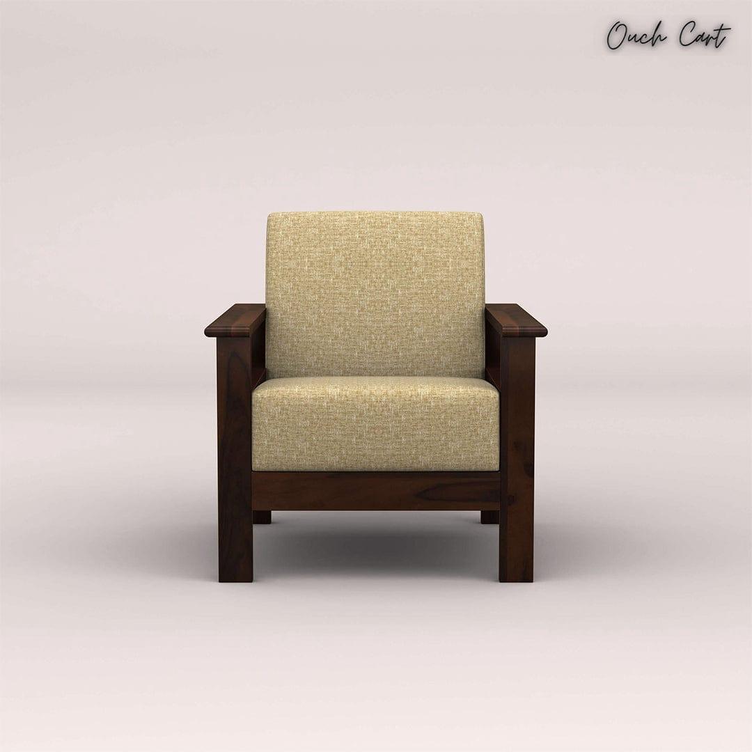 EDWIN 3+1+1 WOODEN SOFA SET (WALNUT FINISH) - Ouch Cart 