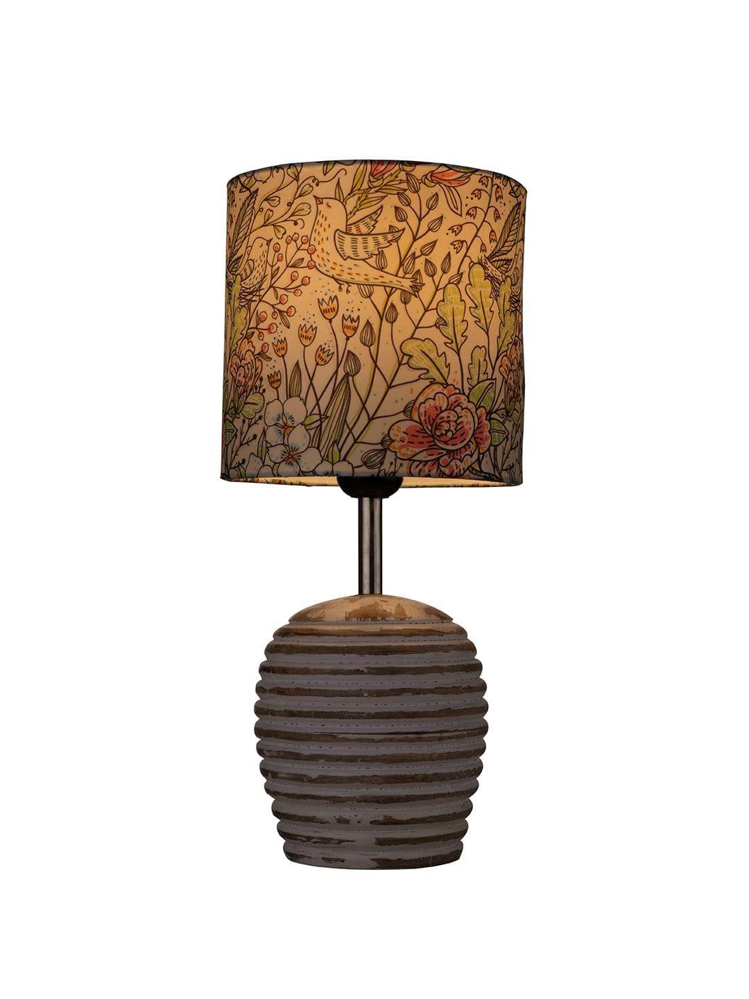 Stripped Distress White Lamp with Colorful Leaves multicolor shade - Ouch Cart 