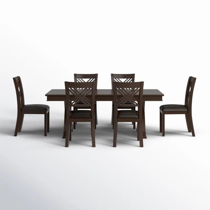 7 - Piece Extendable Rubberwood Double Pedestal Dining Set - Ouch Cart 