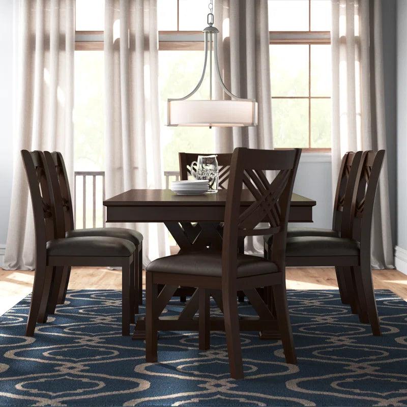 7 - Piece Extendable Rubberwood Double Pedestal Dining Set - Ouch Cart 