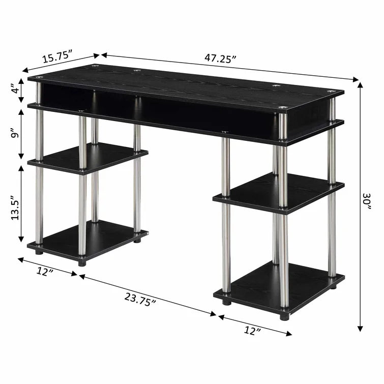 No Tools Computer Desk with Built-In Outlets