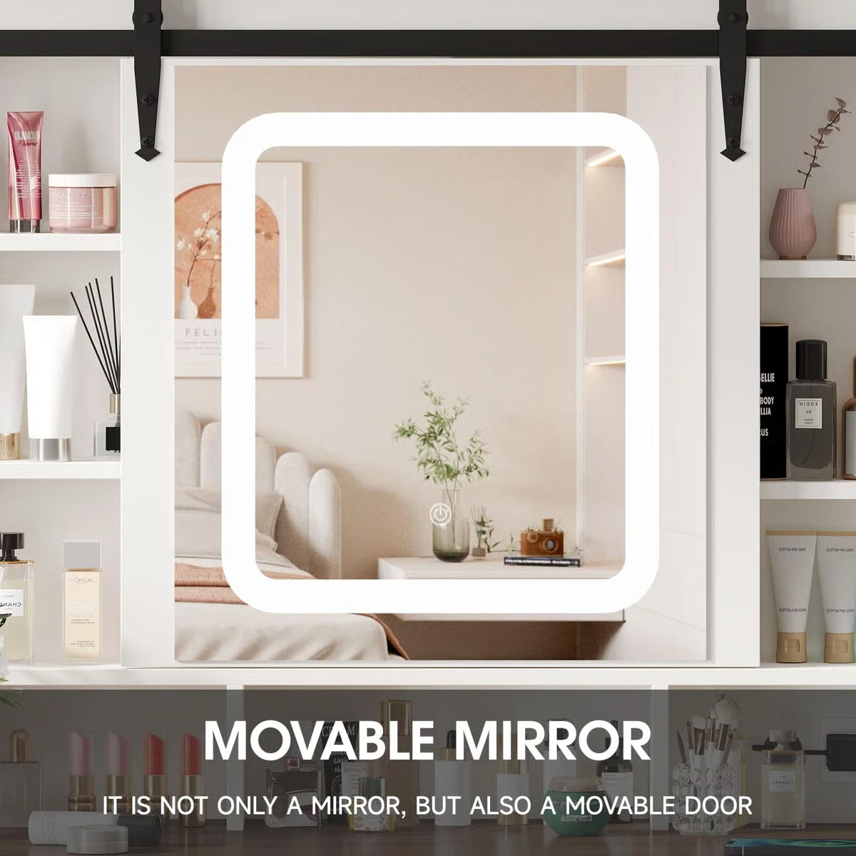 Ekleberry Vanity – Modern Makeup Desk with LED Mirror, Storage Drawers & Stylish Design-OUCH CART |Dressing table 