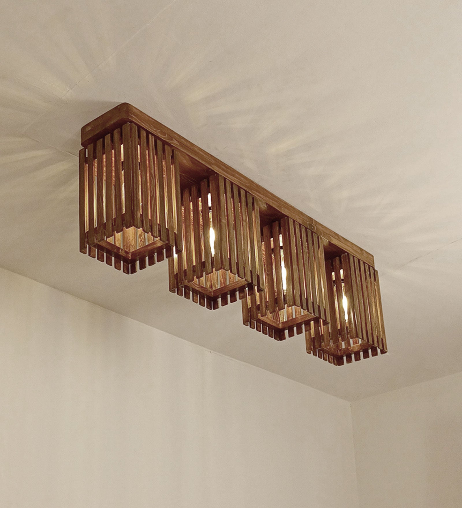 Elegant Brown Wooden 4 Series Ceiling Lamp (BULB NOT INCLUDED)