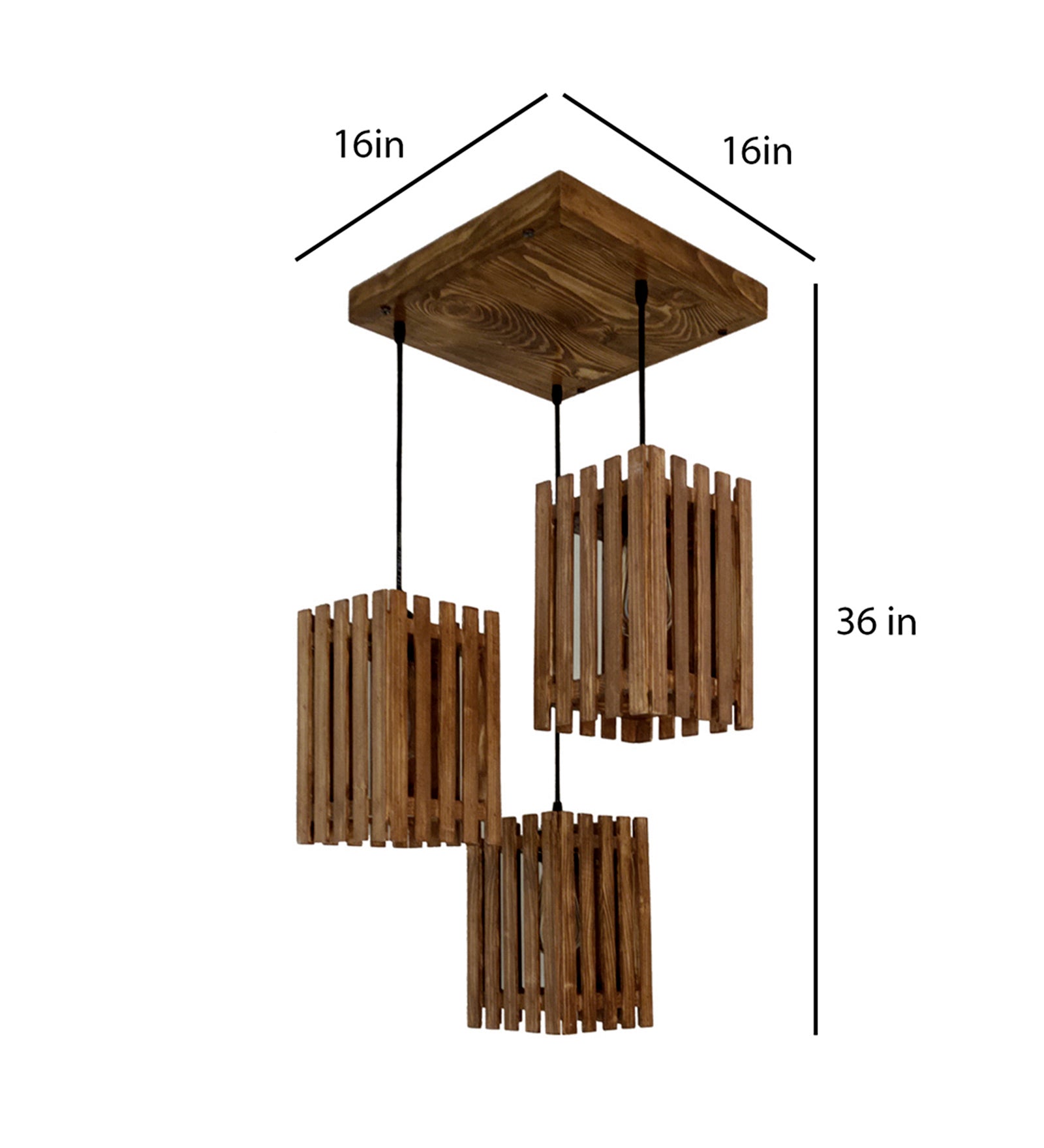 Elegant Brown Wooden Cluster Hanging Lamp (BULB NOT INCLUDED)