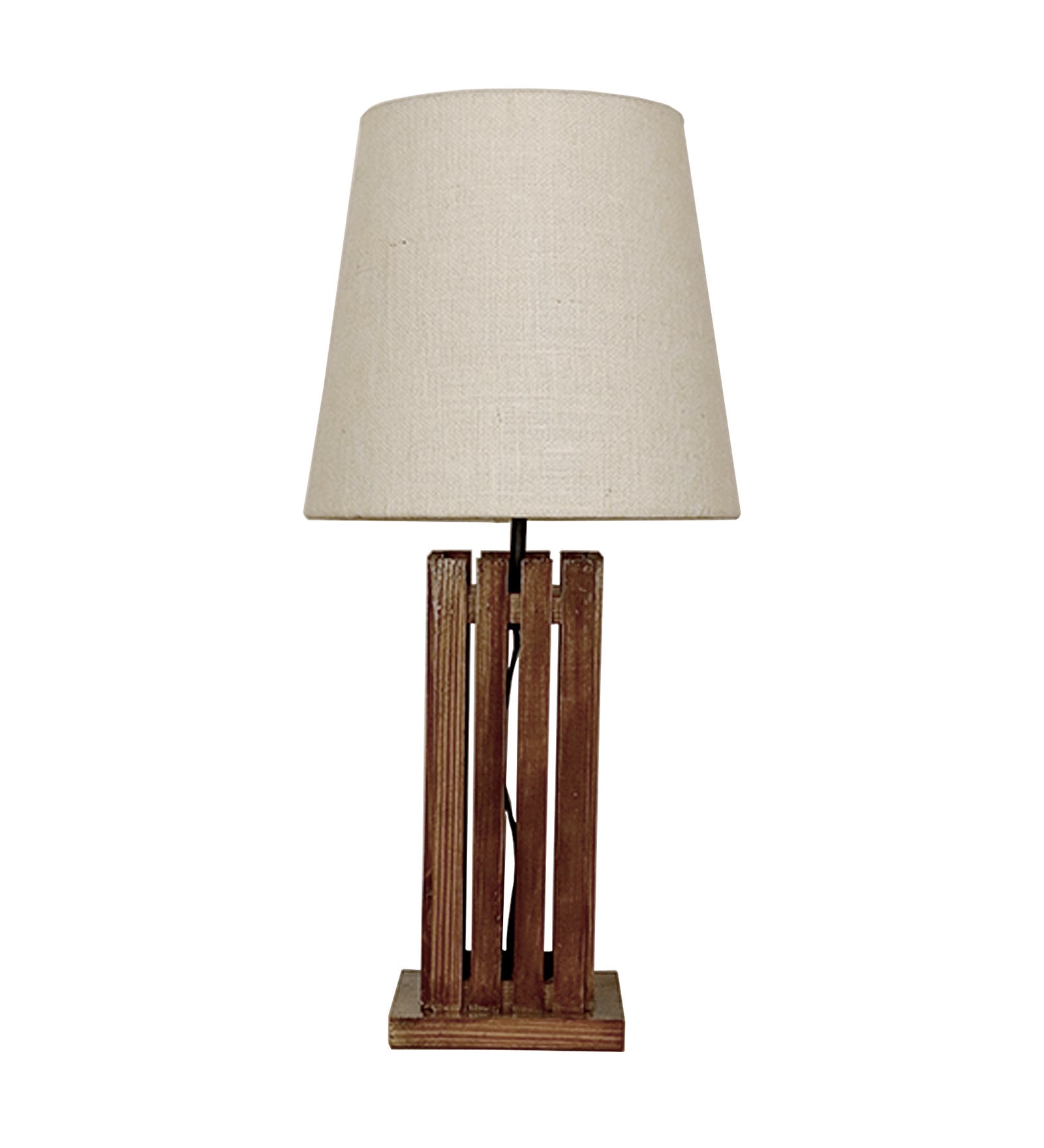 Elegant Brown Wooden Table Lamp with Black Fabric Lampshade (BULB NOT INCLUDED)