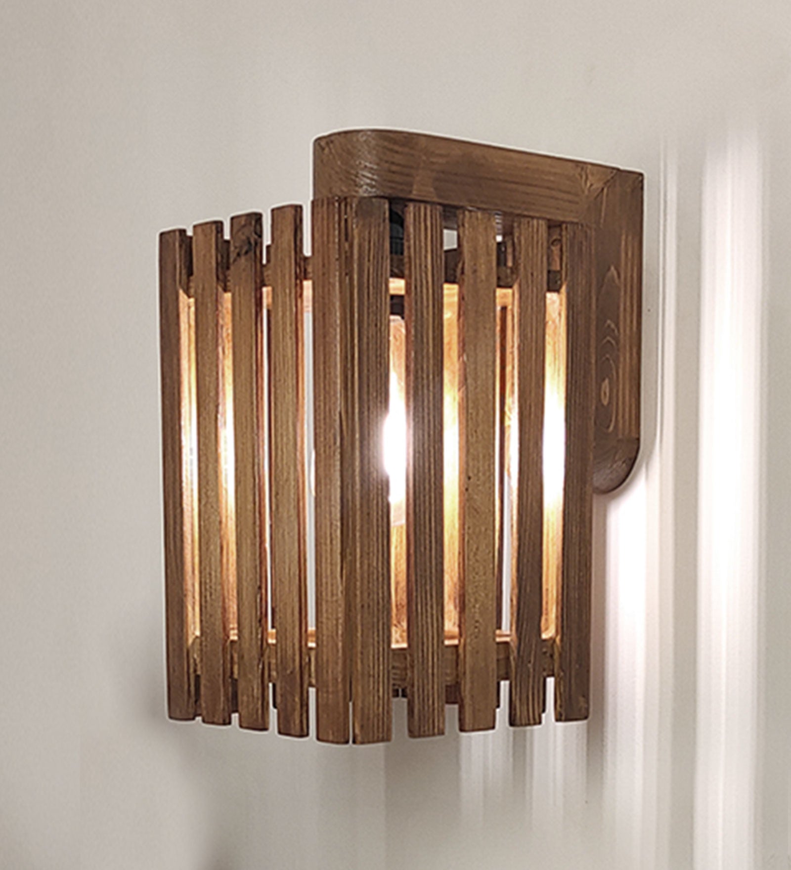 Elegant Brown Wooden Wall Light (BULB NOT INCLUDED)