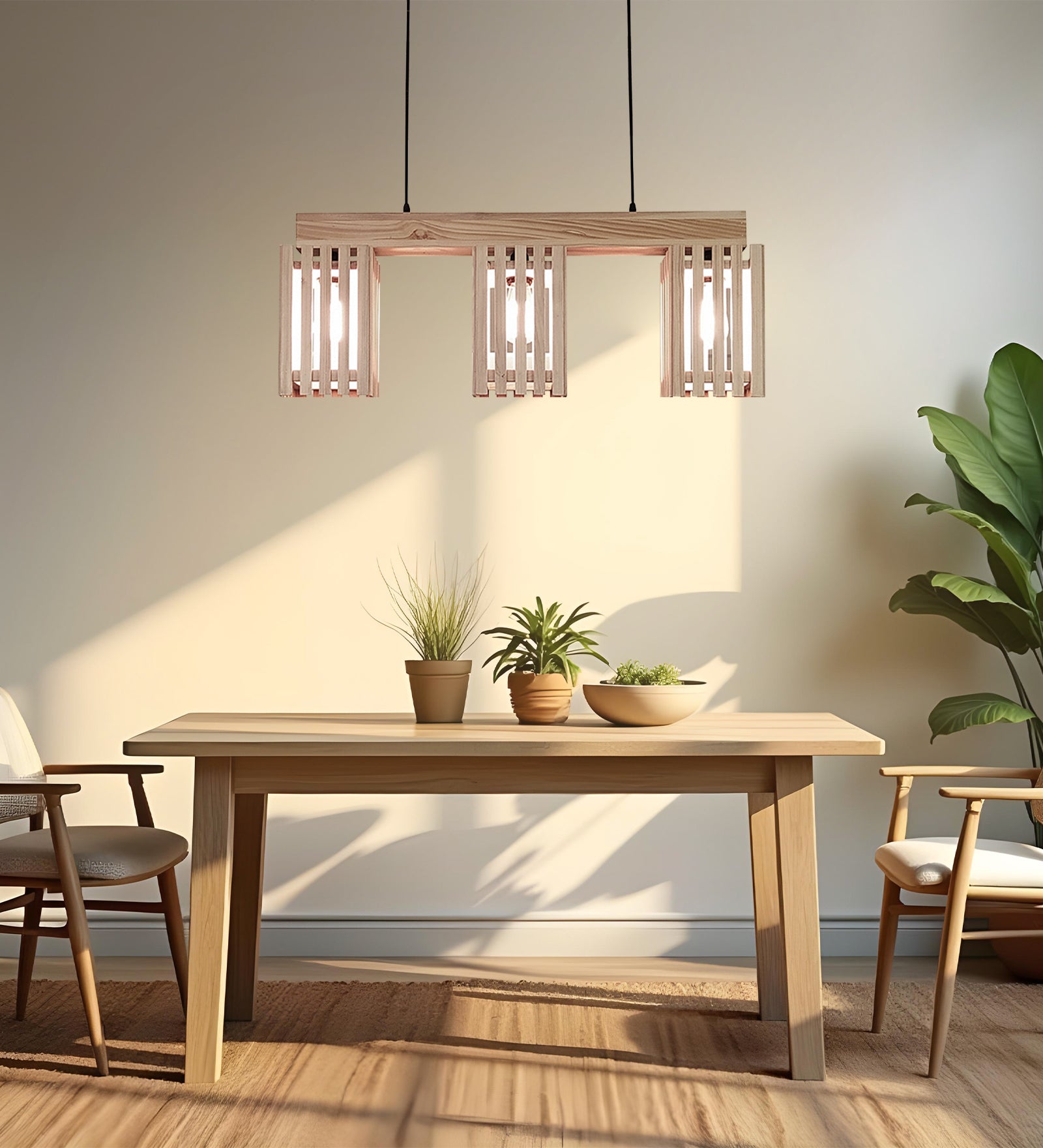 Elegant Beige Wooden Series Hanging Lamp (BULB NOT INCLUDED)