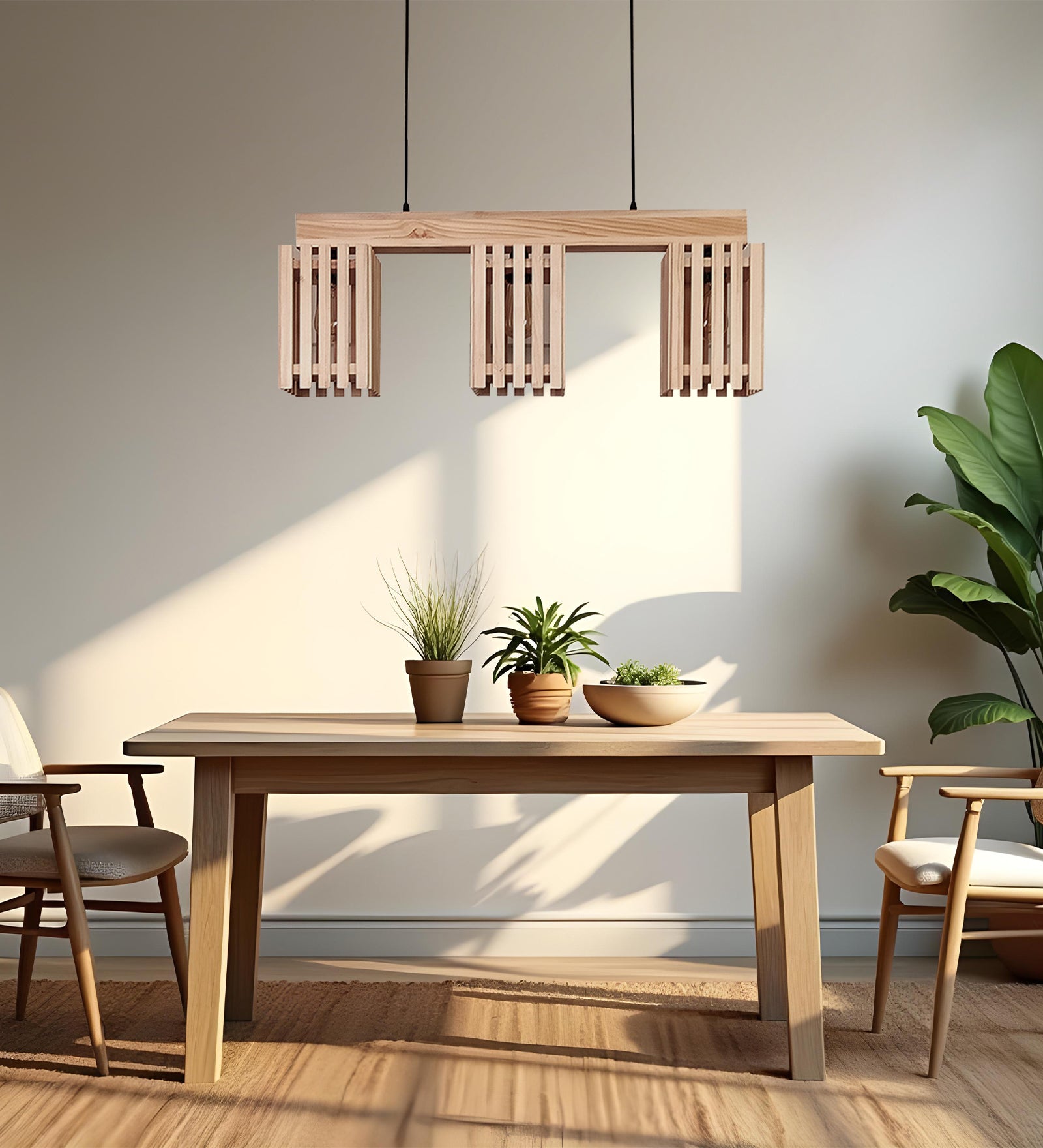 Elegant Beige Wooden Series Hanging Lamp (BULB NOT INCLUDED)