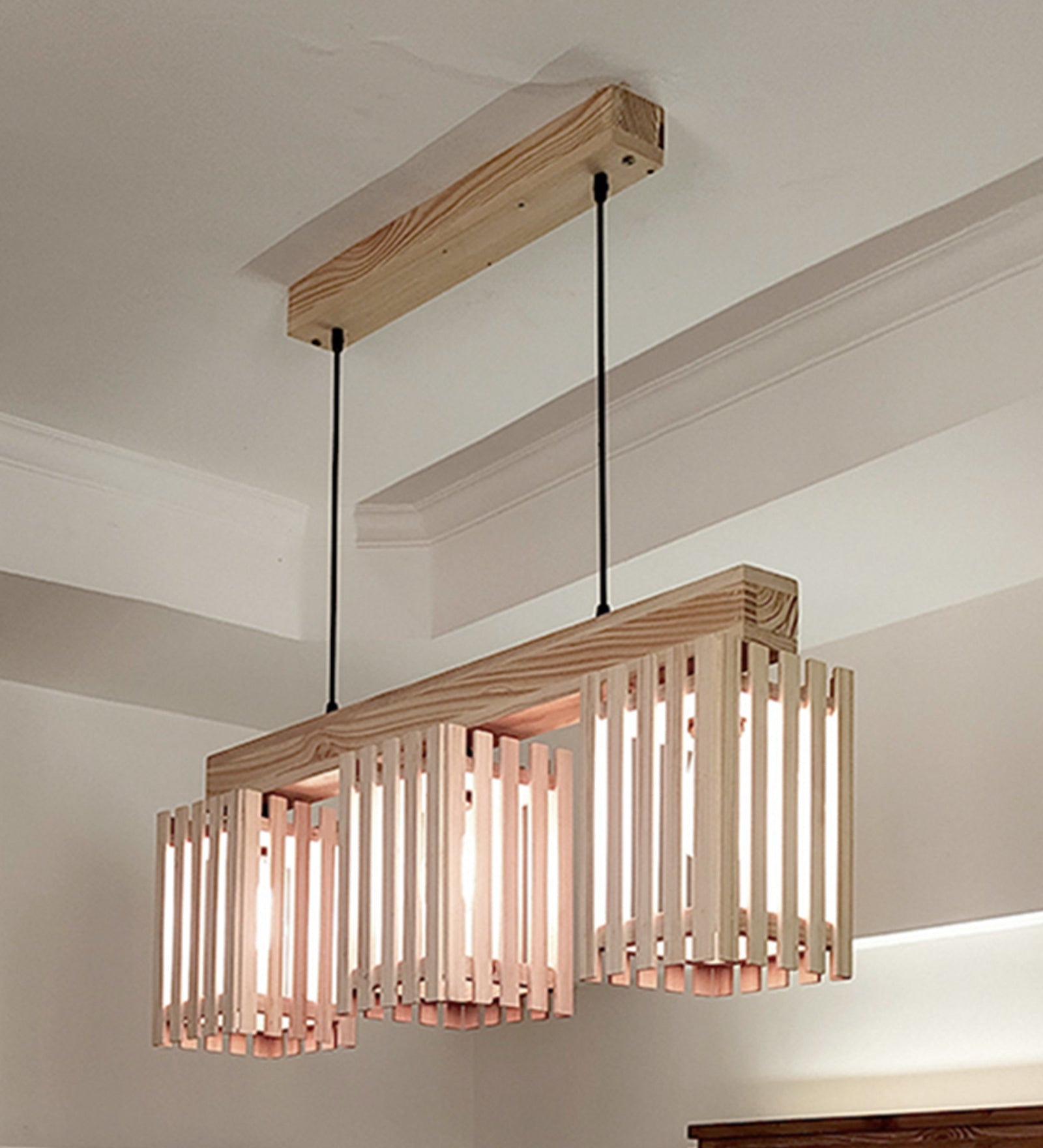 Elegant Beige Wooden Series Hanging Lamp (BULB NOT INCLUDED)