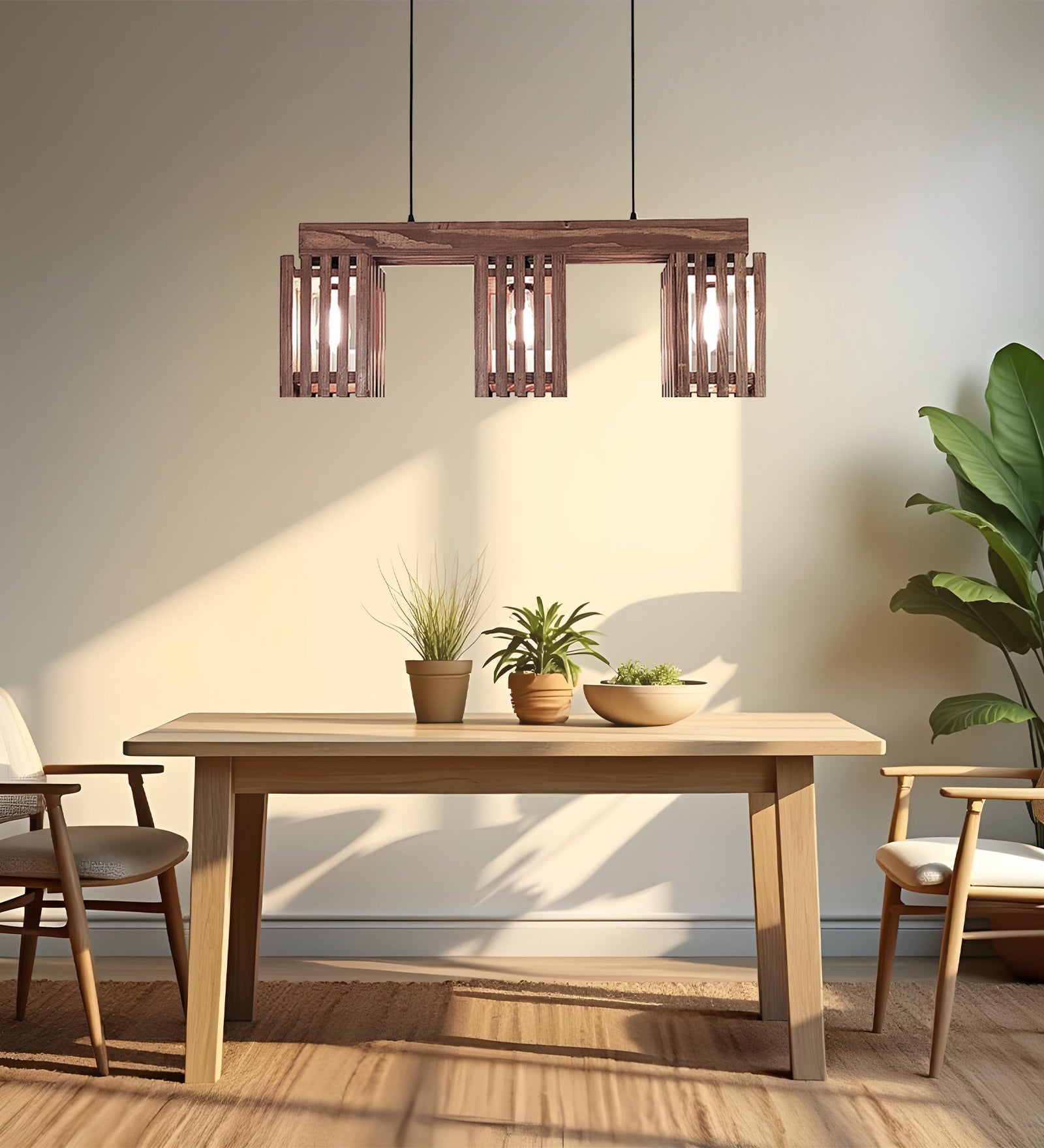 Elegant Brown Wooden Series Hanging Lamp (BULB NOT INCLUDED)