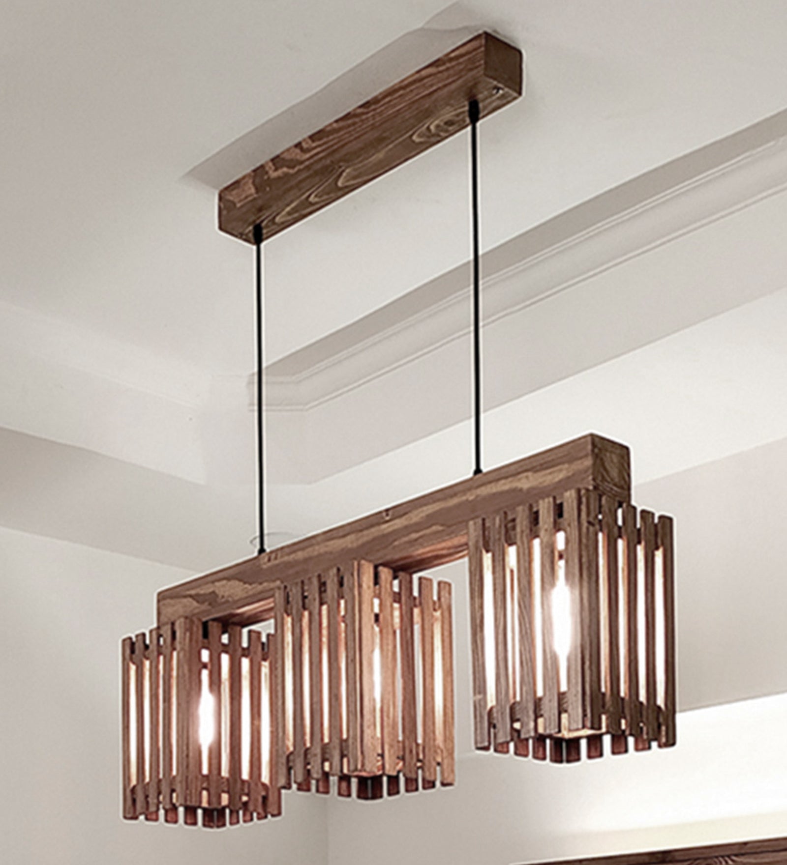 Elegant Brown Wooden Series Hanging Lamp (BULB NOT INCLUDED)