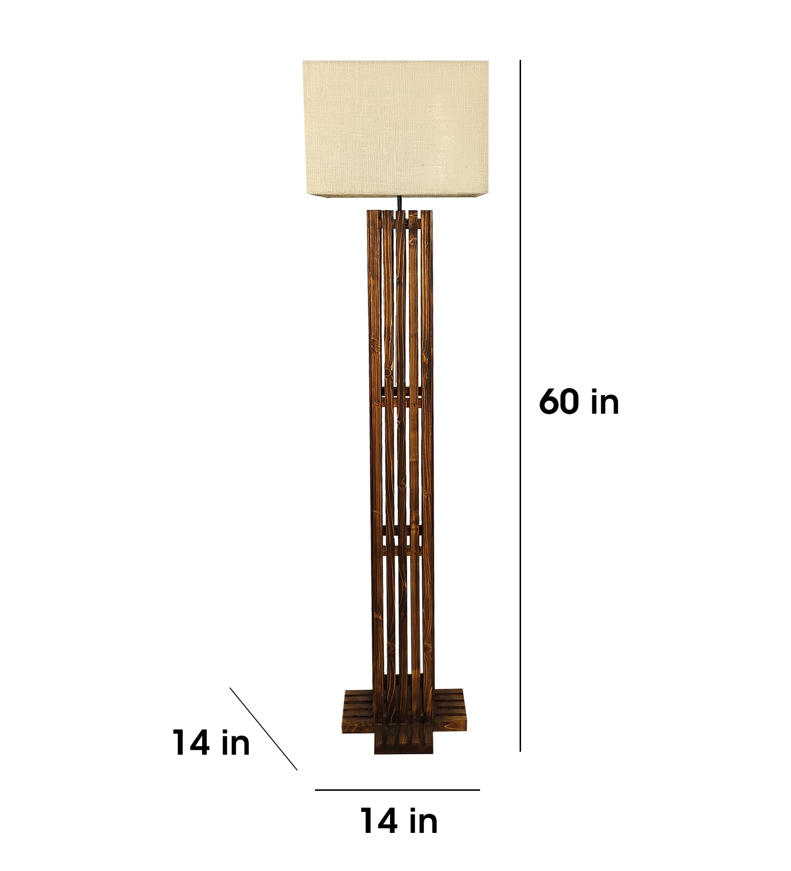 Elegant Wooden Floor Lamp with Brown Base and Beige Fabric Lampshade (BULB NOT INCLUDED)